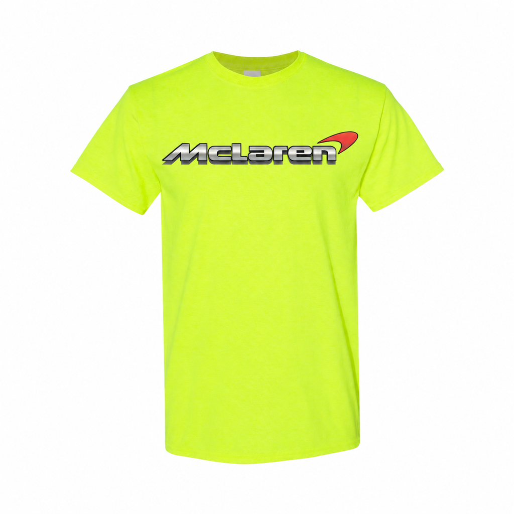 Youth Kids McLaren Cotton T-Shirt - Safety Green, large centered chest logo