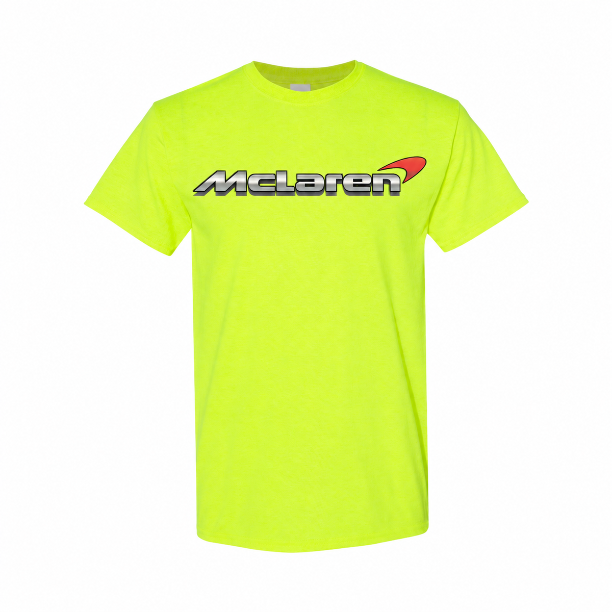 Youth Kids McLaren Cotton T-Shirt - Safety Green, large centered chest logo