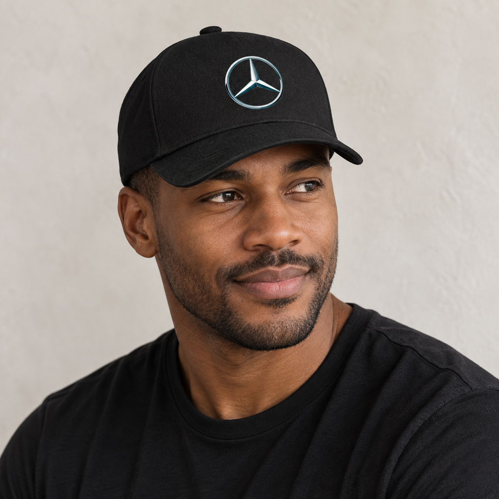 Mercedes-Benz NEW Car Dad Baseball Cap Hat | Color: Black | Image 1 | Studio portrait