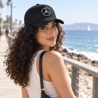 Mercedes-Benz NEW Car Dad Baseball Cap Hat | Color: Black | Image 4 | Coastal boardwalk