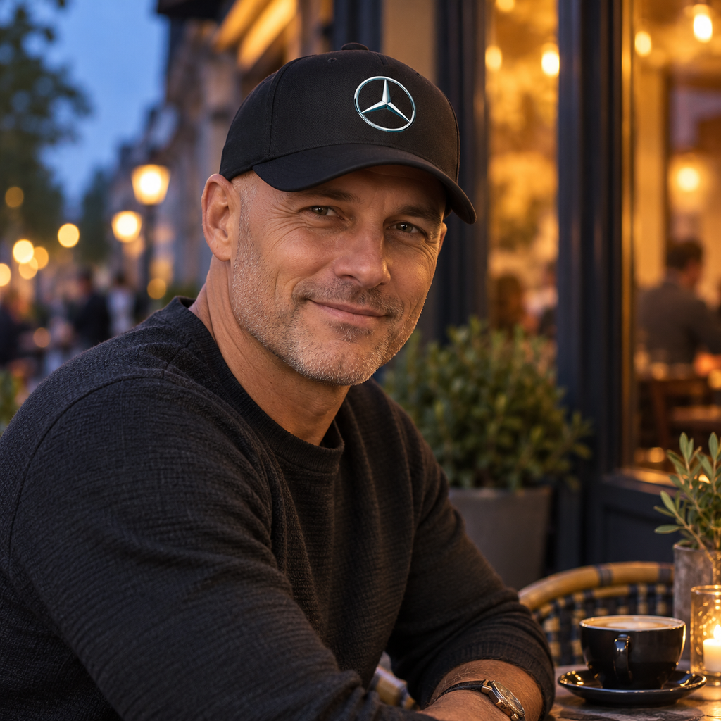 Mercedes-Benz NEW Car Dad Baseball Cap Hat | Color: Black | Image 5 | Lifestyle location