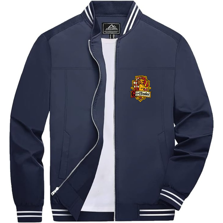 Men's Gryffindor Harry Potter Movie Team _ Lightweight Zip-Up Bomber Jacket with Ribbed Collar and Cuffs - Versatile Casual Outerwear