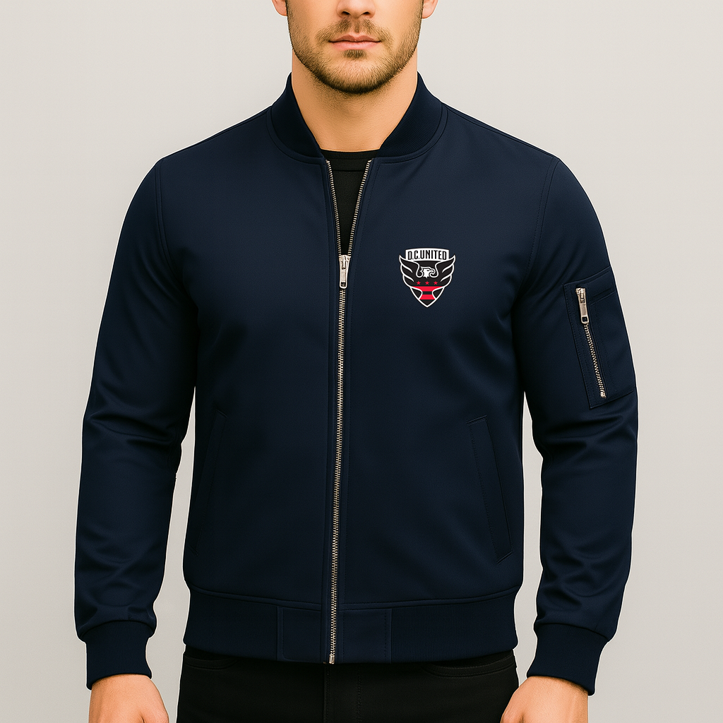 Men's  D.C. United FC Lightweight Bomber Jacket Windbreaker Softshell Varsity Jacket Coat