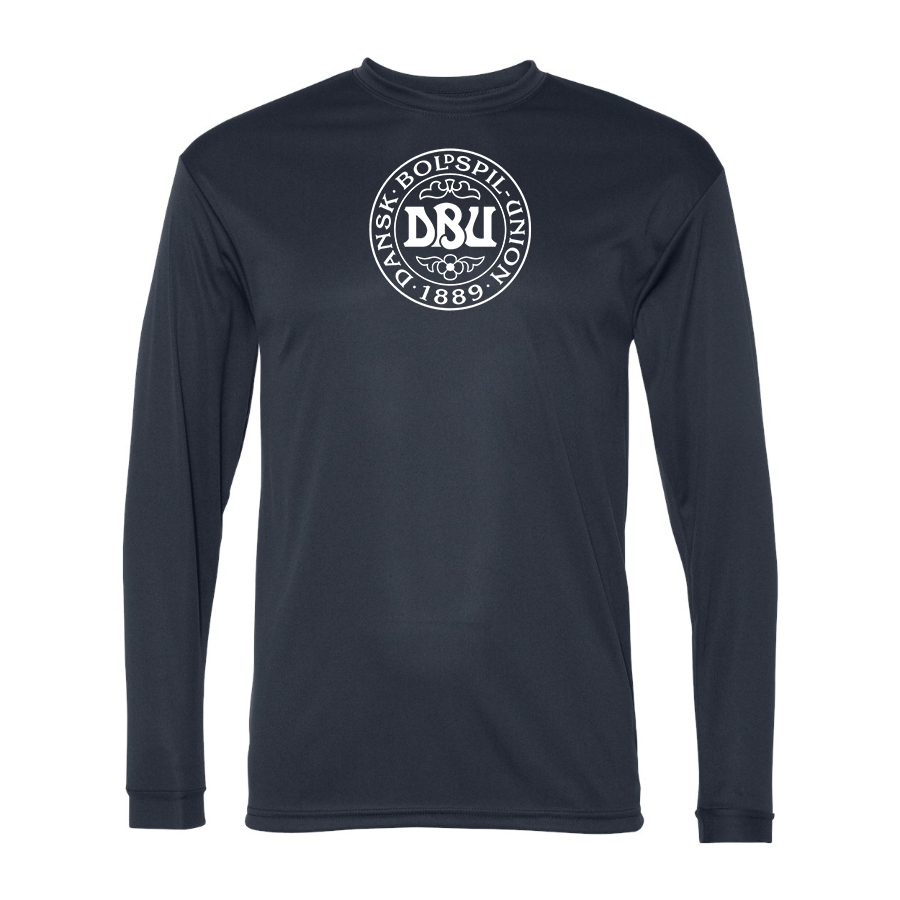 Men’s  Denmark Soccer (Black) (White) - C2 Sport - Performance Long Sleeve T-Shirt - 5104