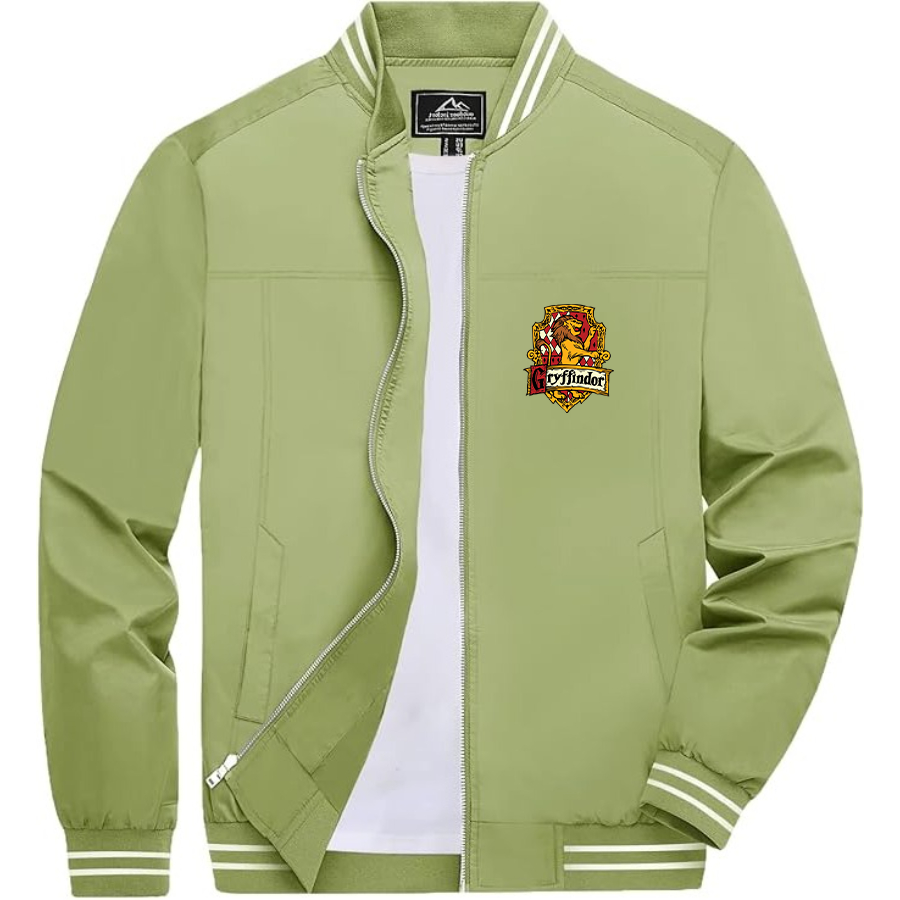 Men's Gryffindor Harry Potter Movie Team _ Lightweight Zip-Up Bomber Jacket with Ribbed Collar and Cuffs - Versatile Casual Outerwear