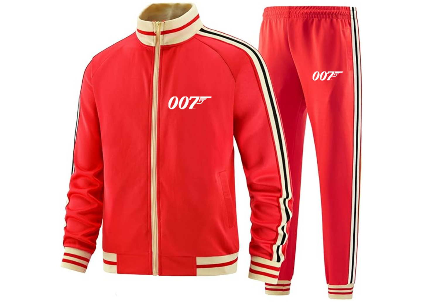 Men's 007 James Bond Movie - Premium Two-Piece Designer Tracksuit  Zippered Front