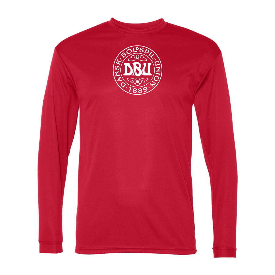 Men’s  Denmark Soccer (Black) (White) - C2 Sport - Performance Long Sleeve T-Shirt - 5104