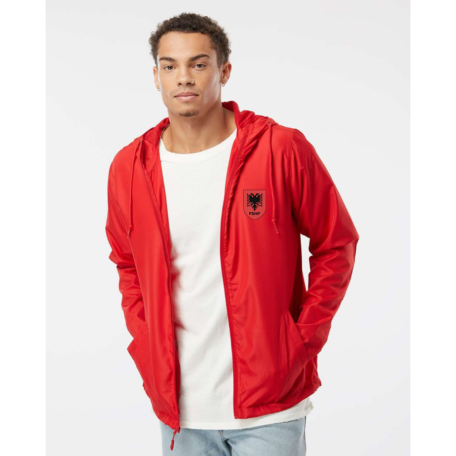 Men’s Albania National Soccer Team - Independent Trading Co. - Lightweight Windbreaker Full-Zip Jacket - EXP54LWZ