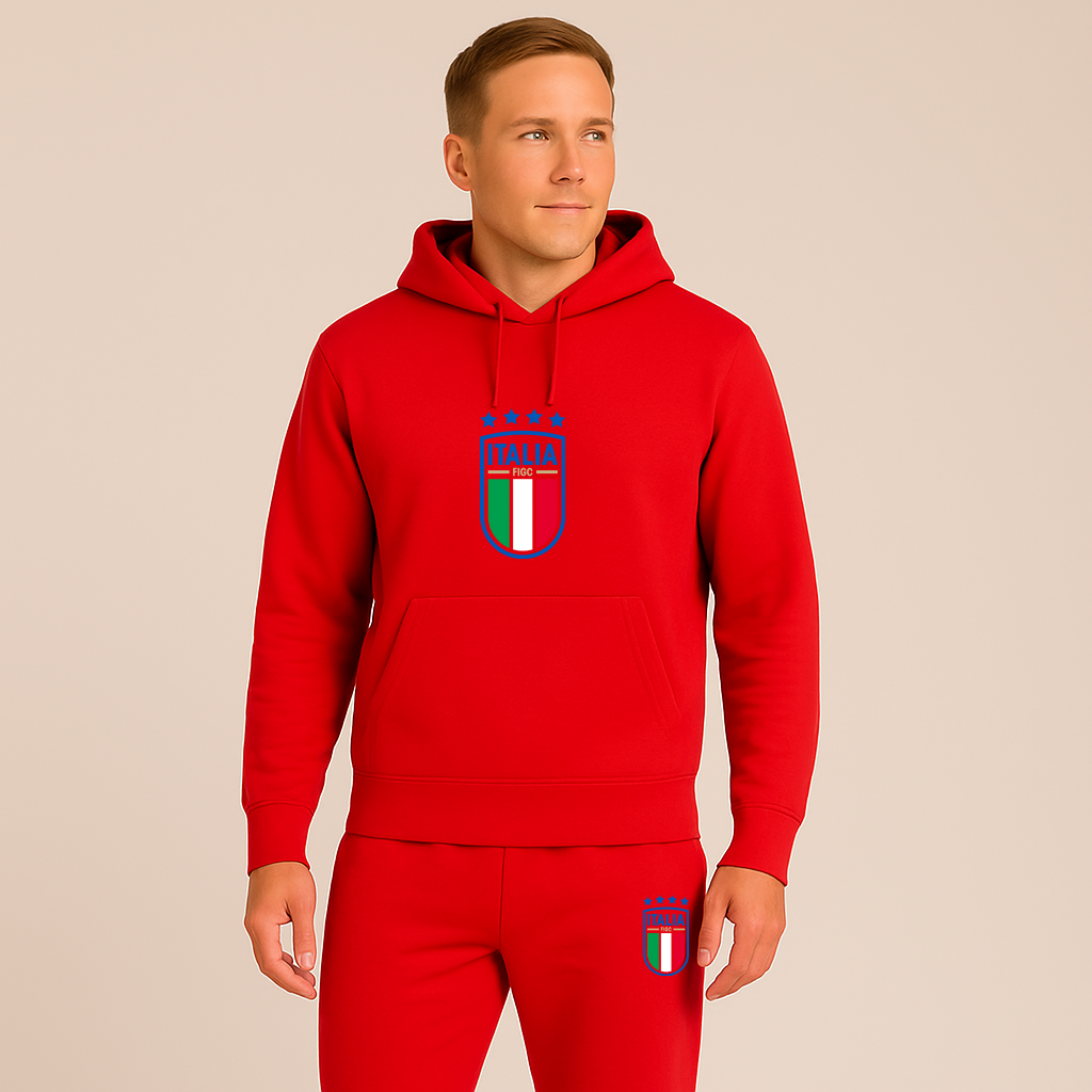Men's Italy National Soccer Team Hoodie Joggers Set
