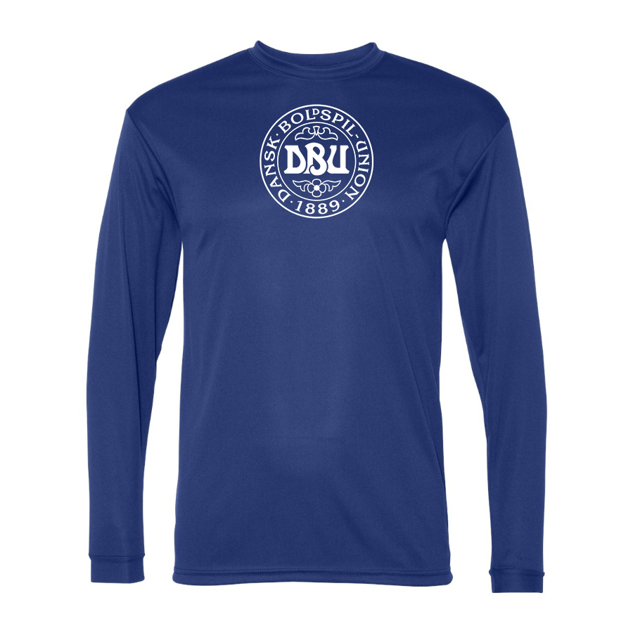 Men’s  Denmark Soccer (Black) (White) - C2 Sport - Performance Long Sleeve T-Shirt - 5104