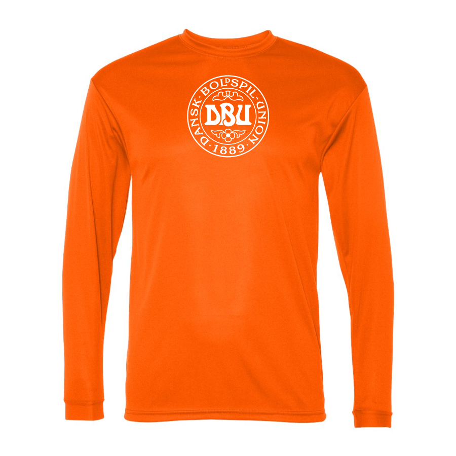 Men’s  Denmark Soccer (Black) (White) - C2 Sport - Performance Long Sleeve T-Shirt - 5104