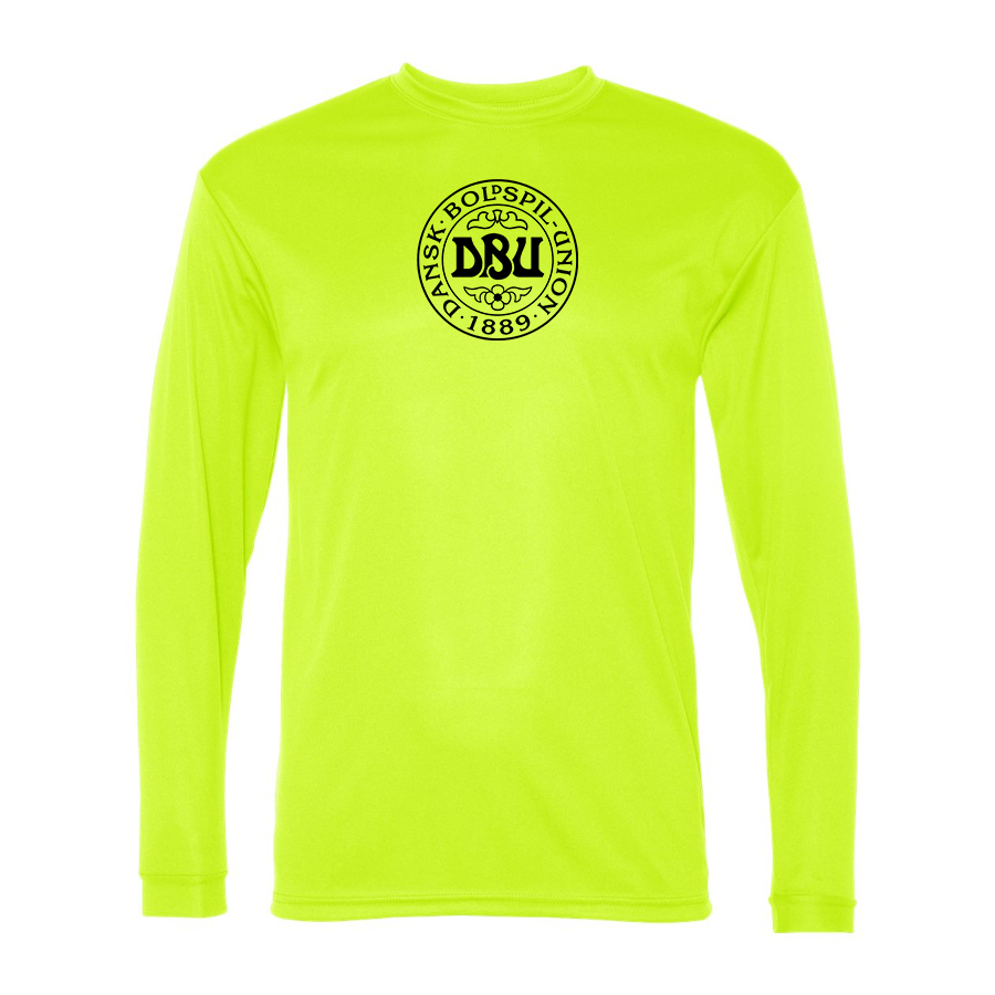 Men’s  Denmark Soccer (Black) (White) - C2 Sport - Performance Long Sleeve T-Shirt - 5104