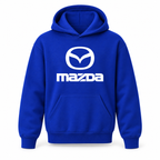 Youth Kids Mazda Car Pullover Hoodie | Color: Blue | Refreshed youth hoodie, original Drive artwork