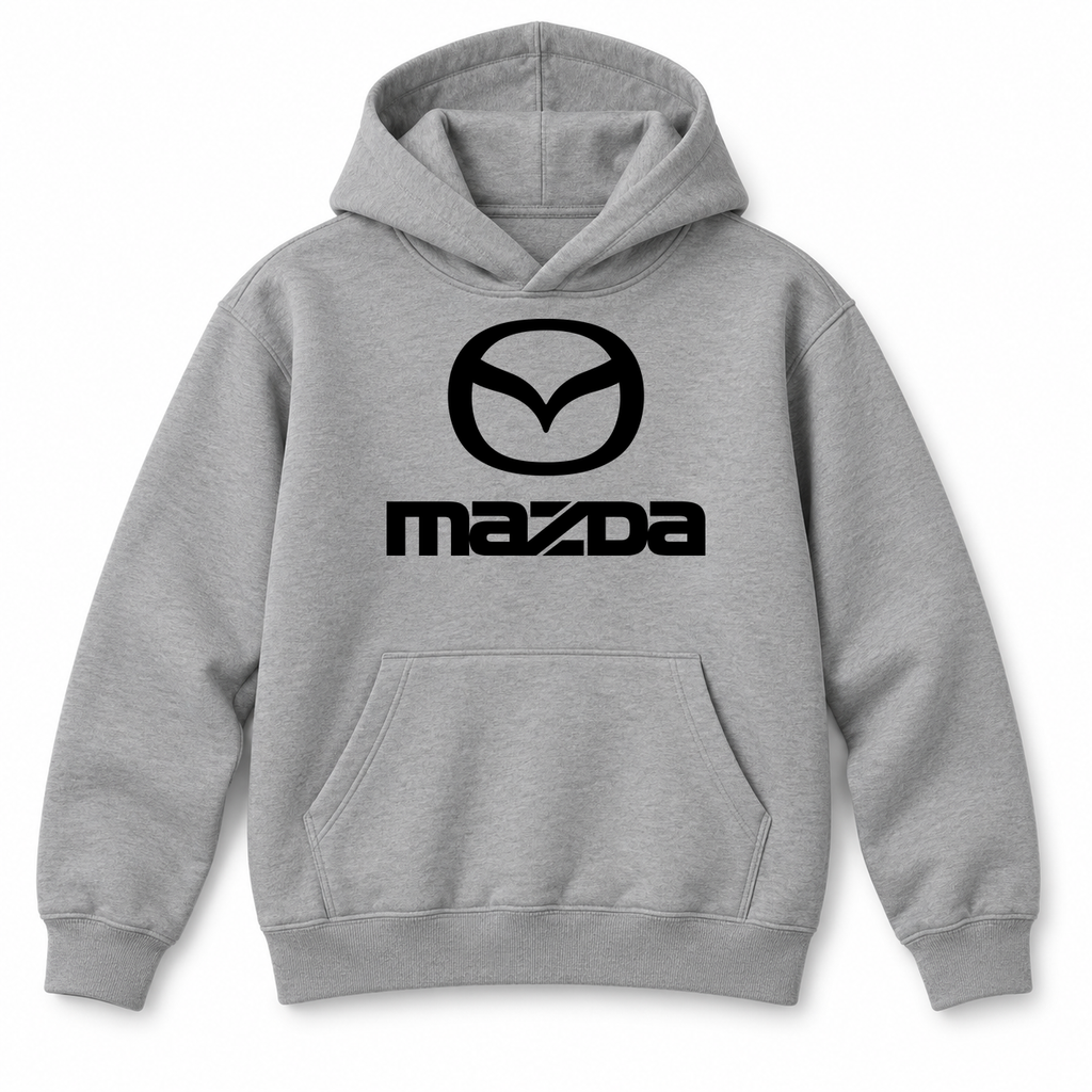 Youth Kids Mazda Car Pullover Hoodie | Color: Grey | Refreshed youth hoodie, original Drive artwork
