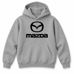 Youth Kids Mazda Car Pullover Hoodie | Color: Grey | Refreshed youth hoodie, original Drive artwork