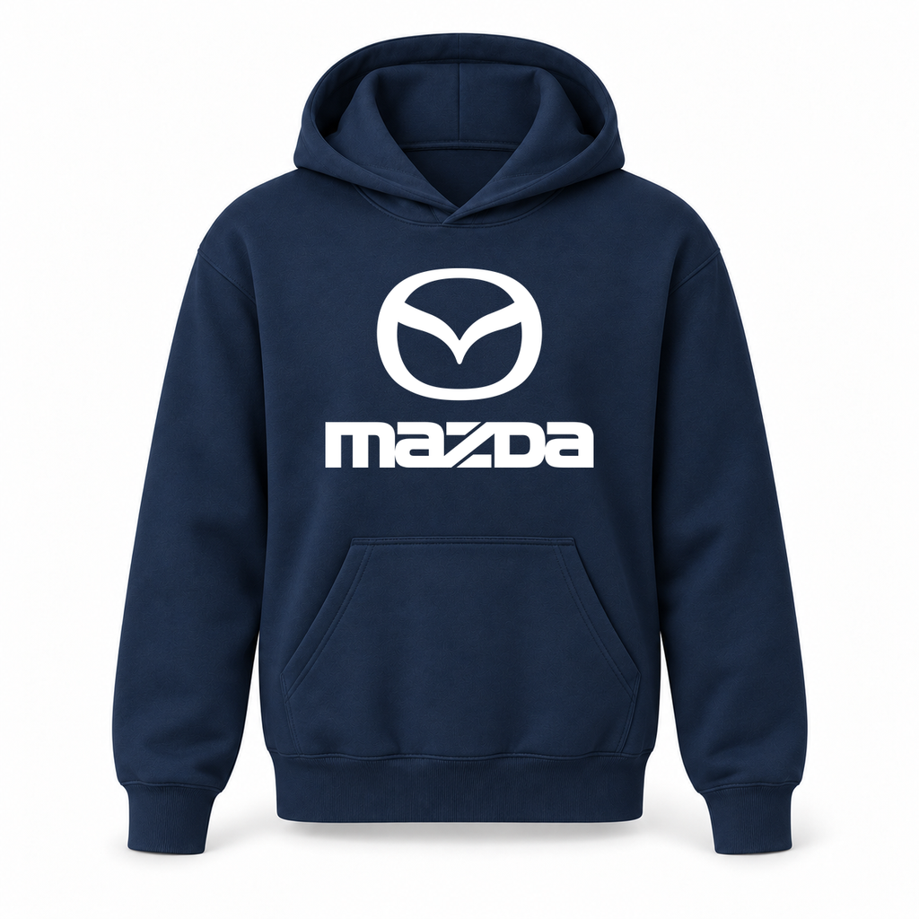 Youth Kids Mazda Car Pullover Hoodie | Color: Navy | Refreshed youth hoodie, original Drive artwork