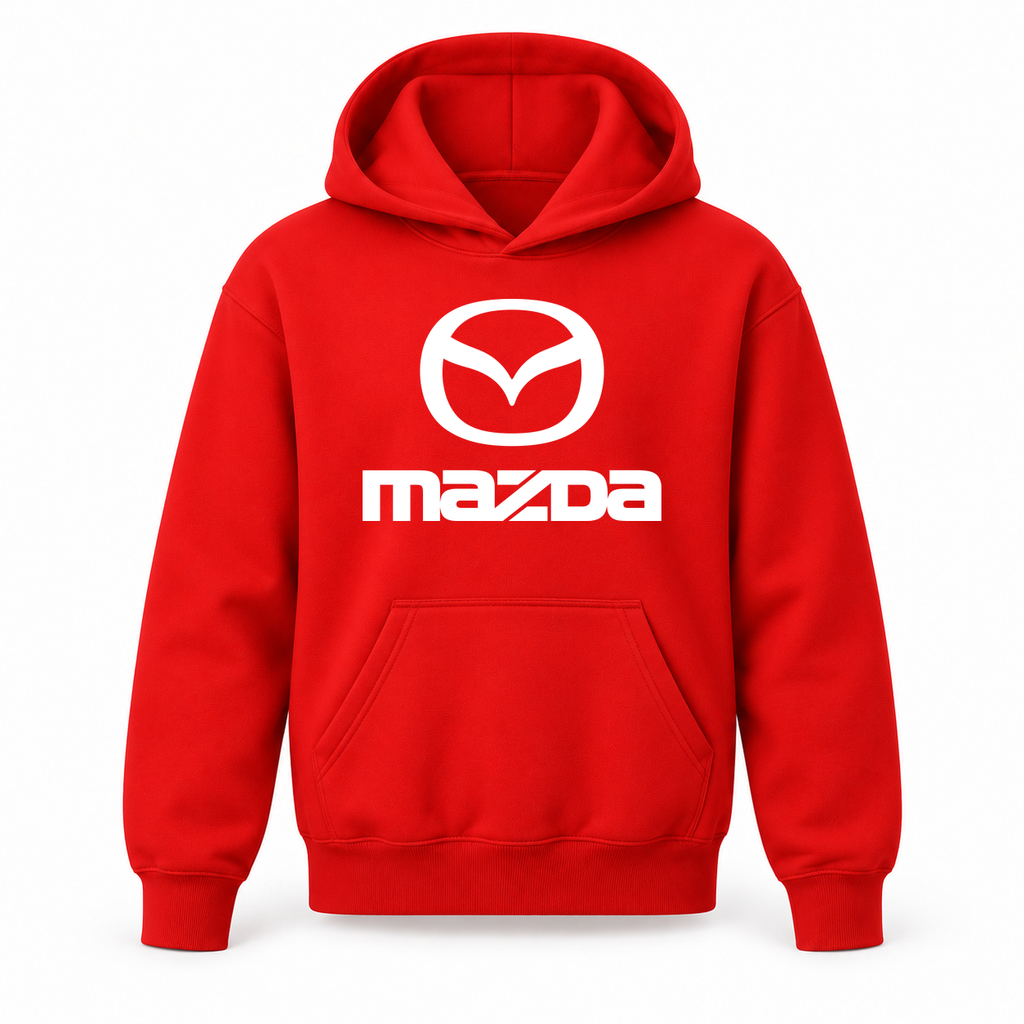 Youth Kids Mazda Car Pullover Hoodie | Color: Red | Refreshed youth hoodie, original Drive artwork
