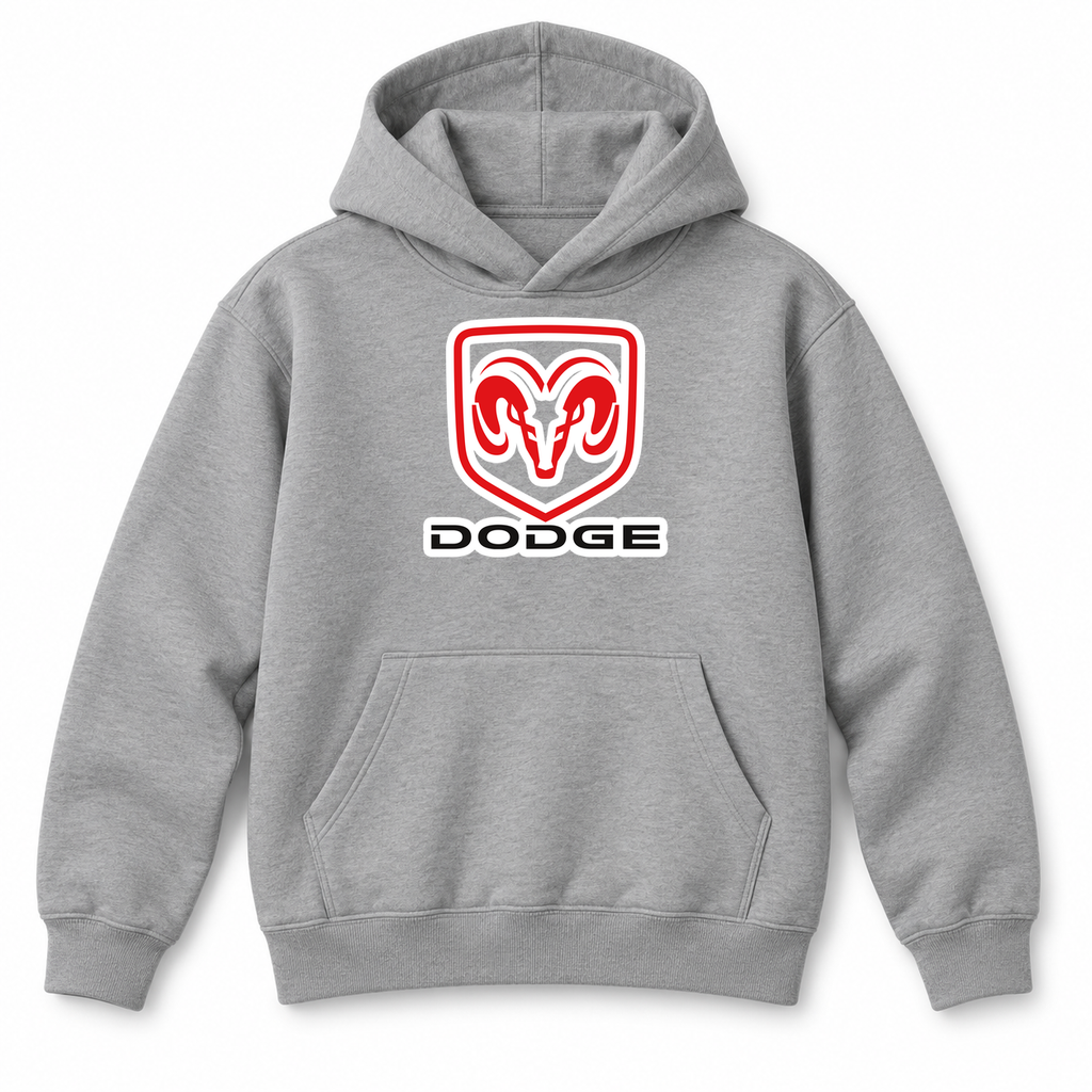 Youth Kids Dodge Car Pullover Hoodie | Color: Grey | Refreshed youth hoodie, original Drive artwork