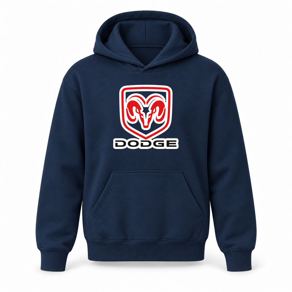 Youth Kids Dodge Car Pullover Hoodie | Color: Navy | Refreshed youth hoodie, original Drive artwork
