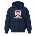 Youth Kids Dodge Car Pullover Hoodie | Color: Navy | Refreshed youth hoodie, original Drive artwork