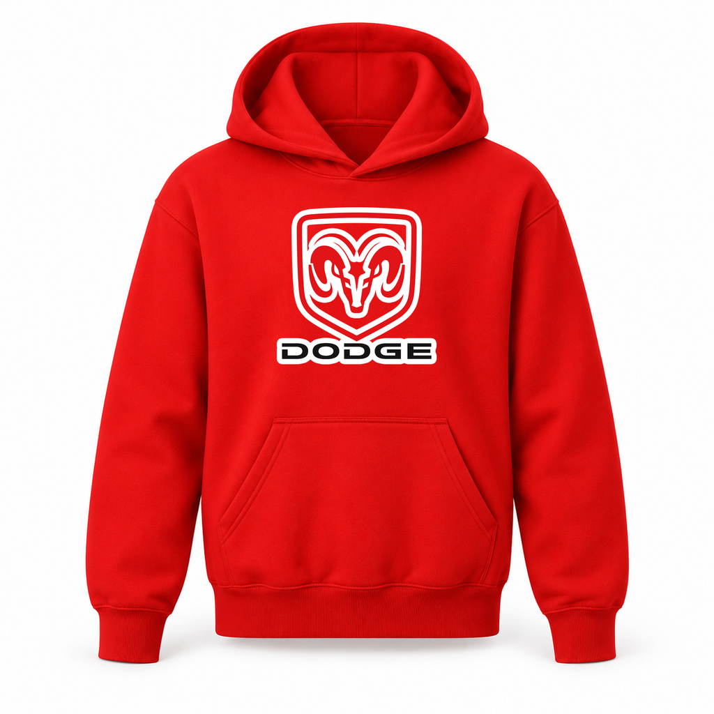 Youth Kids Dodge Car Pullover Hoodie | Color: Red | Refreshed youth hoodie, original Drive artwork