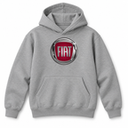 Youth Kids Fiat Car Pullover Hoodie | Color: Grey | Refreshed youth hoodie, original Drive artwork
