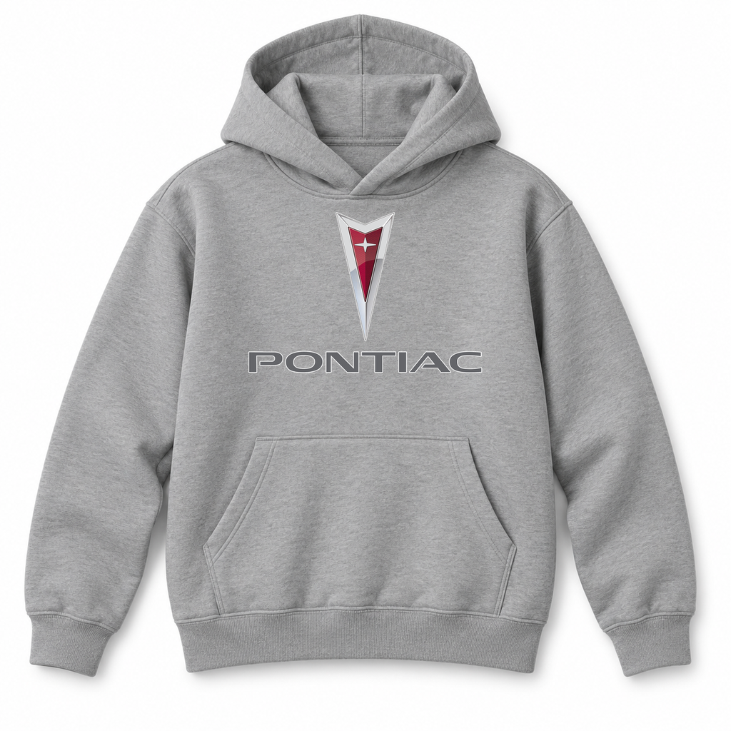 Youth Kids Pontiac Car Pullover Hoodie | Color: Grey | Refreshed youth hoodie, original Drive artwork