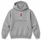Youth Kids Pontiac Car Pullover Hoodie | Color: Grey | Refreshed youth hoodie, original Drive artwork