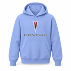 Youth Kids Pontiac Car Pullover Hoodie | Color: Light Blue | Refreshed youth hoodie, original Drive artwork
