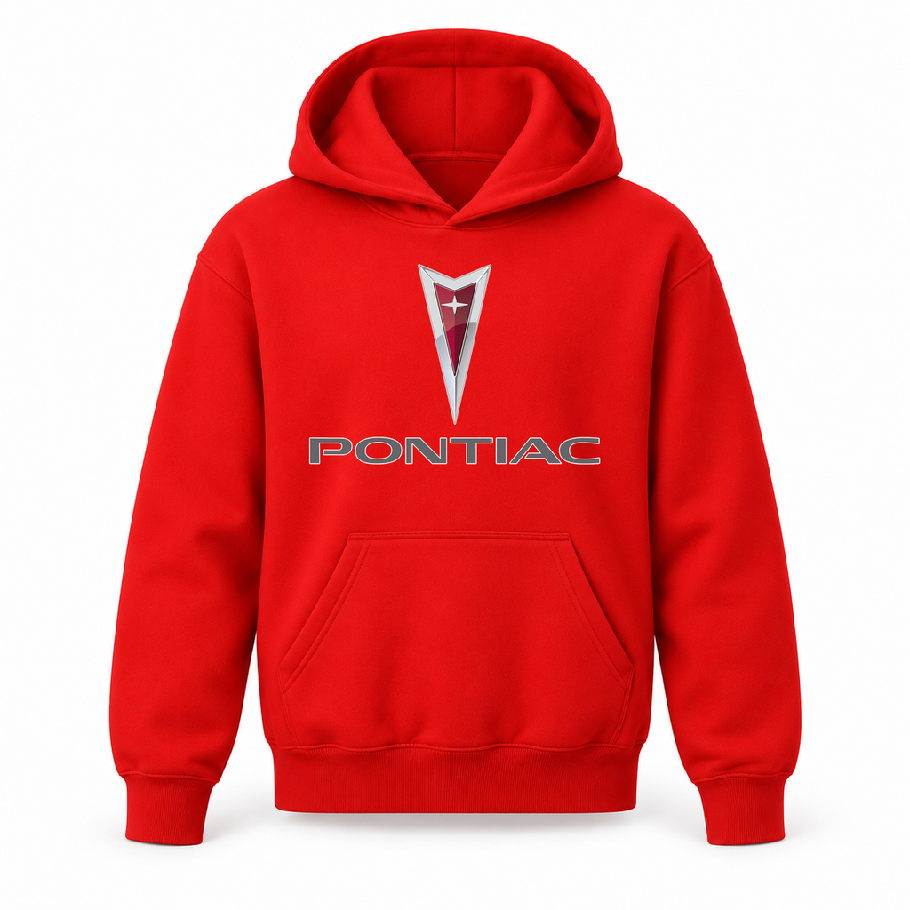 Youth Kids Pontiac Car Pullover Hoodie | Color: Red | Refreshed youth hoodie, original Drive artwork