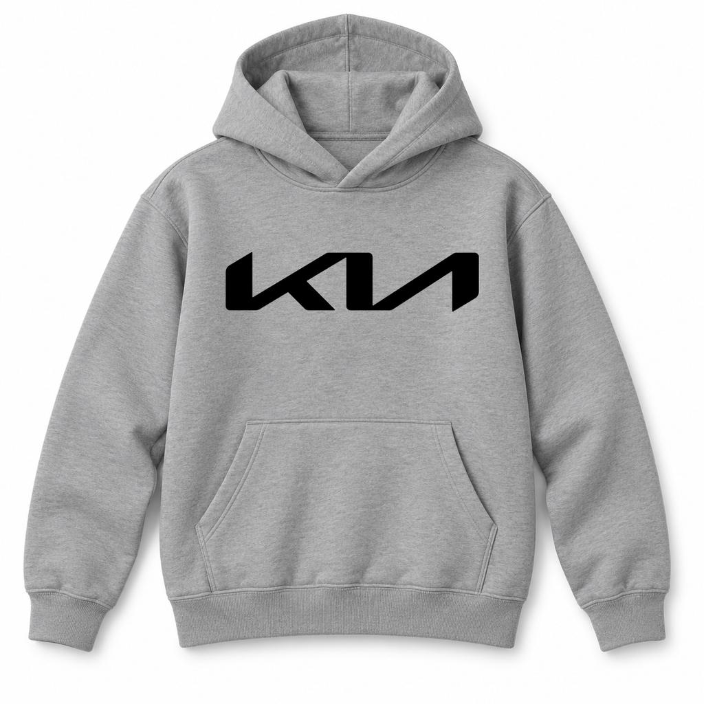 Youth Kids Kia Car Pullover Hoodie | Color: Grey | Refreshed youth hoodie, original Drive artwork