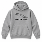 Youth Kids Jaguar Symbol Car Pullover Hoodie | Color: Grey | Refreshed youth hoodie, original Drive artwork