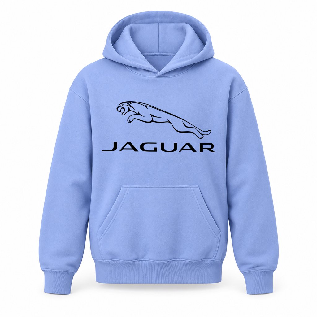 Youth Kids Jaguar Symbol Car Pullover Hoodie | Color: Light Blue | Refreshed youth hoodie, original Drive artwork