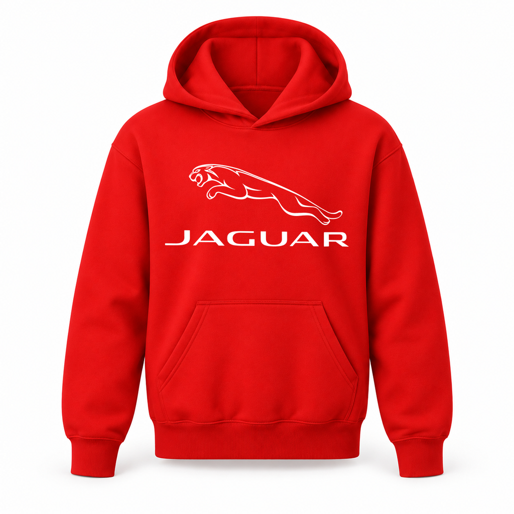 Youth Kids Jaguar Symbol Car Pullover Hoodie | Color: Red | Refreshed youth hoodie, original Drive artwork