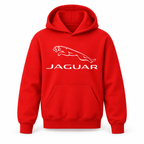 Youth Kids Jaguar Symbol Car Pullover Hoodie | Color: Red | Refreshed youth hoodie, original Drive artwork