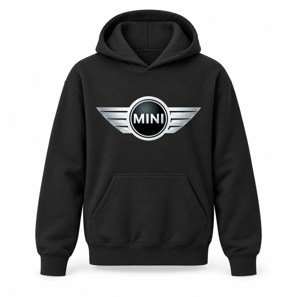 Youth Kids Mini Cooper Car Pullover Hoodie | Color: Black | Refreshed youth hoodie, original Drive artwork
