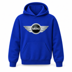 Youth Kids Mini Cooper Car Pullover Hoodie | Color: Blue | Refreshed youth hoodie, original Drive artwork