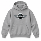 Youth Kids Mini Cooper Car Pullover Hoodie | Color: Grey | Refreshed youth hoodie, original Drive artwork