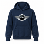 Youth Kids Mini Cooper Car Pullover Hoodie | Color: Navy | Refreshed youth hoodie, original Drive artwork