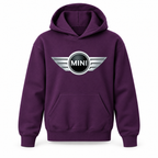 Youth Kids Mini Cooper Car Pullover Hoodie | Color: Purple | Refreshed youth hoodie, original Drive artwork