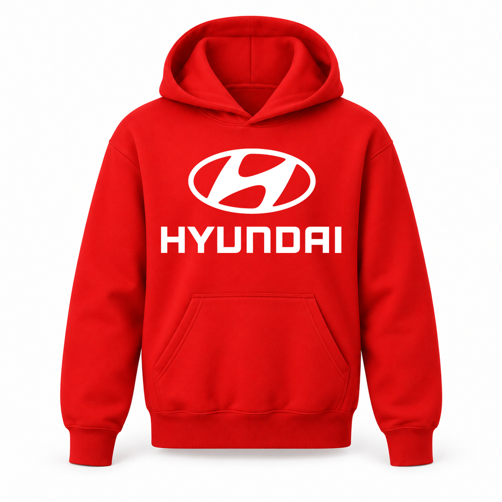 Youth Kids Hyundai Car Pullover Hoodie | Color: Red | Refreshed youth hoodie, original Drive artwork