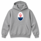Youth Kids Maserati Car Pullover Hoodie | Color: Grey | Refreshed youth hoodie, original Drive artwork