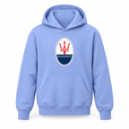 Youth Kids Maserati Car Pullover Hoodie | Color: Light Blue | Refreshed youth hoodie, original Drive artwork
