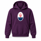 Youth Kids Maserati Car Pullover Hoodie | Color: Purple | Refreshed youth hoodie, original Drive artwork
