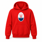 Youth Kids Maserati Car Pullover Hoodie | Color: Red | Refreshed youth hoodie, original Drive artwork