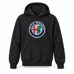 Youth Kids Alfa Romeo Car Pullover Hoodie | Color: Black | Refreshed youth hoodie, original Drive artwork