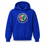 Youth Kids Alfa Romeo Car Pullover Hoodie | Color: Blue | Refreshed youth hoodie, original Drive artwork