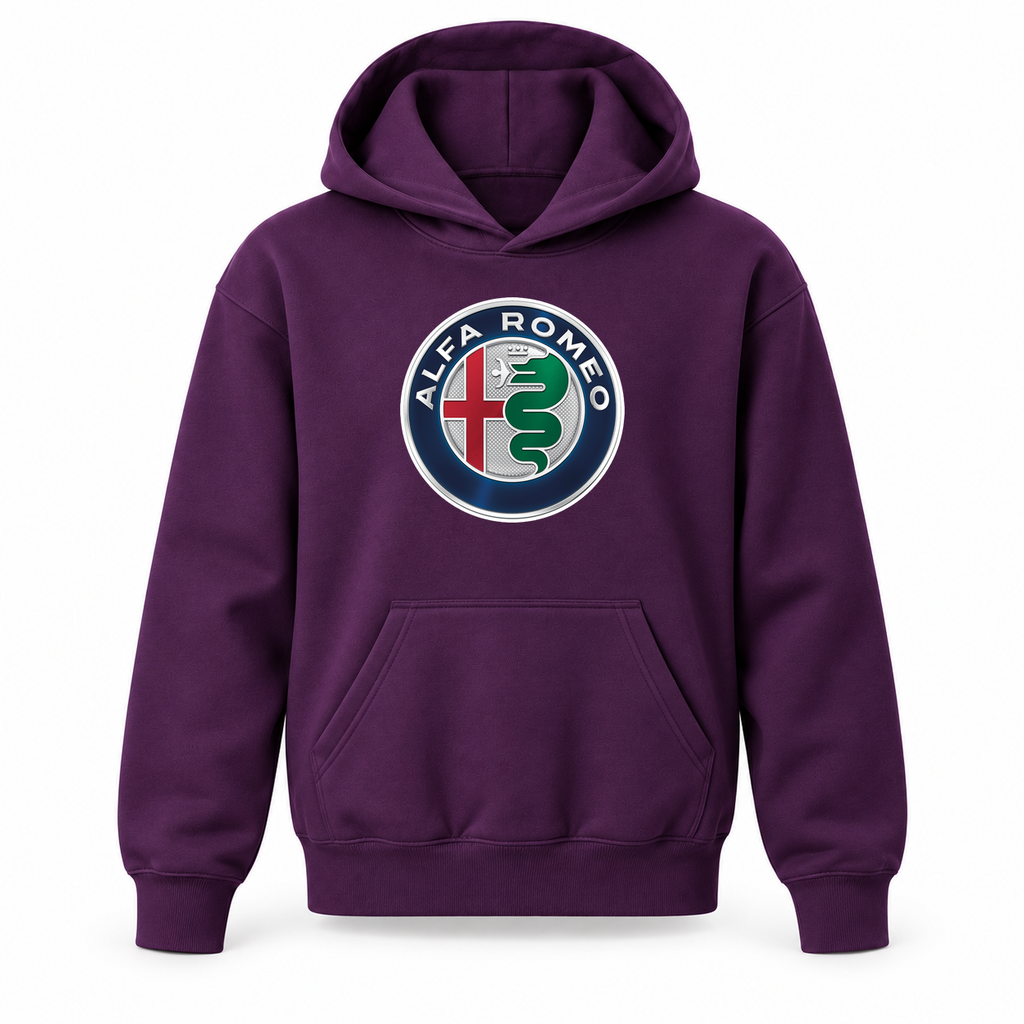 Youth Kids Alfa Romeo Car Pullover Hoodie | Color: Purple | Refreshed youth hoodie, original Drive artwork