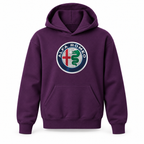 Youth Kids Alfa Romeo Car Pullover Hoodie | Color: Purple | Refreshed youth hoodie, original Drive artwork