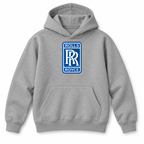 Youth Kids Rolls Royce Car Pullover Hoodie | Color: Grey | Refreshed youth hoodie, original Drive artwork